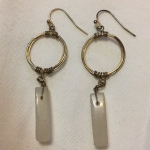 White Sea glass elongated earrings.